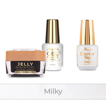 Molly Nails PRO MATCH SYSTEM 2+1 Milky 2 gel modellanti + Doctor Top 15 g