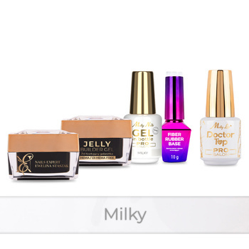 PRO MATCH SYSTEM 4+1 Milky: 3 гелі LED/UV: Jelly&SelfLeveling;&Gel; у флаконі + База + Doctor Top 15 г БЕЗКОШТОВНО
