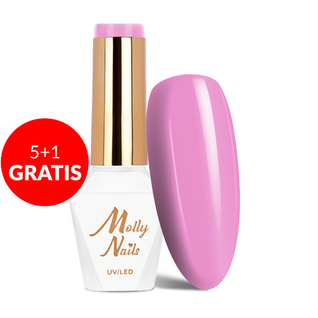 5+1 gratis Smalto ibrido Molly Nails Flamingo Dusty Pink senza HEMA/Di-HEMA 8 g n. 140