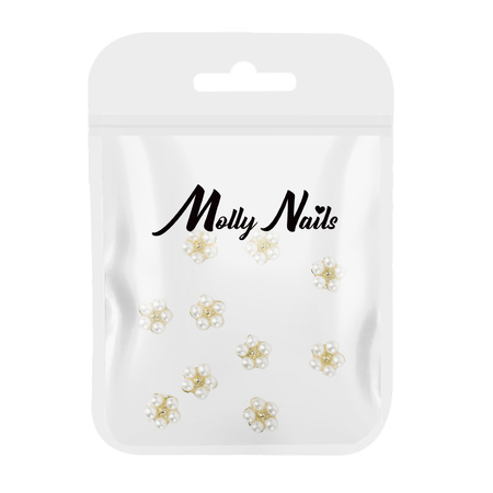 3D-Perlen-Blumen-Nageldekorationen Molly Nails Nr. 3, 10 Stück