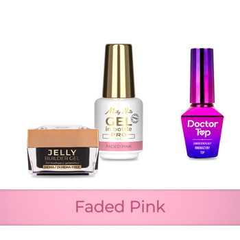 Molly Nails PRO MATCH SYSTEM 2+1 Faded Pink : 2 gels de construction + Doctor Top 10 g
