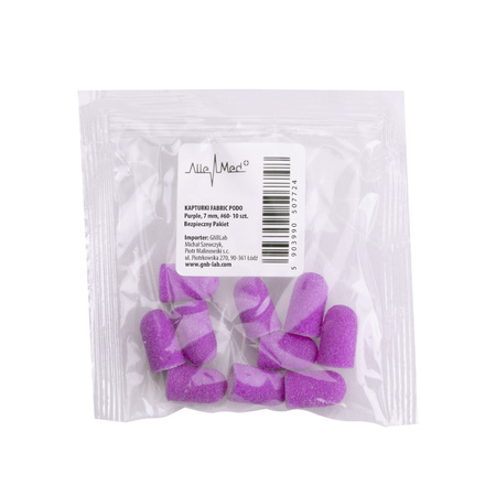 Pedicure caps 7 mm, 60 grit, 10 pcs Fabric Podo AlleMed Purple