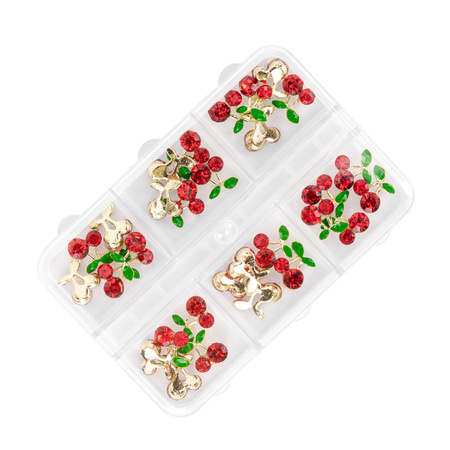 Caja con adornos de cerezas con circonitas, 30 unidades