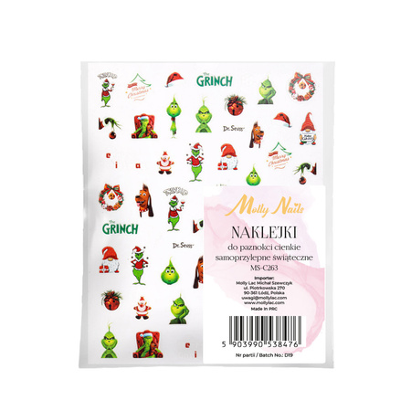 Adhesivos finos para uñas con motivos navideños de Molly Nails MS-C263