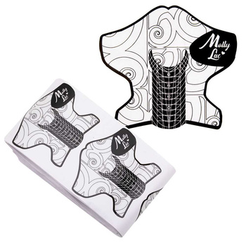 Plantillas de plástico para salón de belleza para la extensión de uñas con gel y acrilogel MollyLac Emblem, 100 unidades