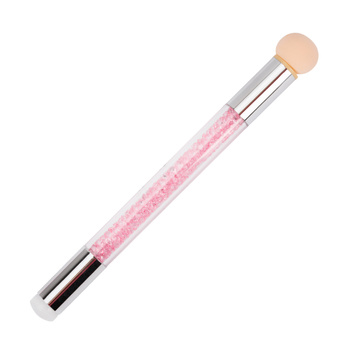 Pinceau éponge double face pour ombre et nail art avec tampon et strass roses