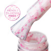 Base de caucho color leche con copos metalizados rosas «Flakes Rubber Base Milk&Pink»; Molly Nails, sin HEMA ni Di-HEMA, 10 gramos