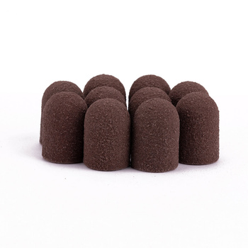 Abrasive pedicure caps with cotton core, 16 mm, 180 grit, brown, AlleMed, 10 pcs