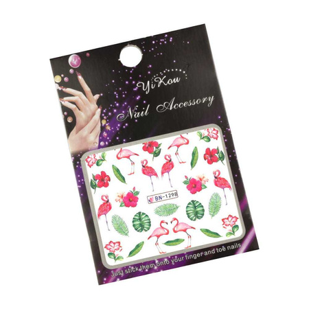 Adhesivos de agua para uñas con motivos de flamencos BN-1298