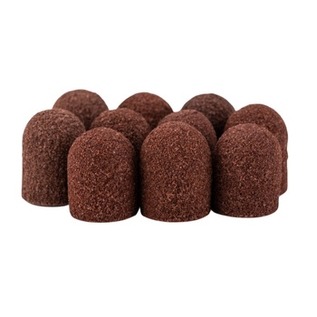 Abrasive caps for pedicure with cotton center, 10 mm, 150 grit, brown, AlleMed, 10 pcs.