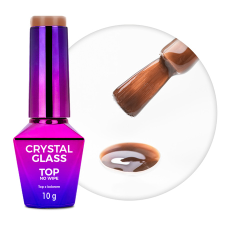 Kolorowy top bez przemywania top no wipe Crystal Glass MollyNails Golden Brown HEMA/Di-HEMA Free 10g