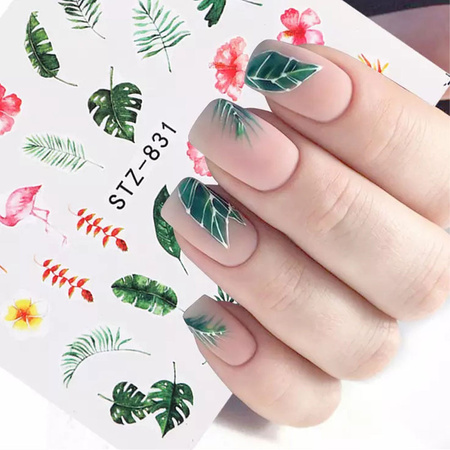Water stickers for nails, flamingo plants STZ-831