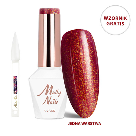 Lakier hybrydowy LED/UV Gel Polish La Vie en Rouge Nr 323 Glow & Passion MollyNails HEMA/Di-HEMA Free 8g+ Wzornik Glitters GRATIS