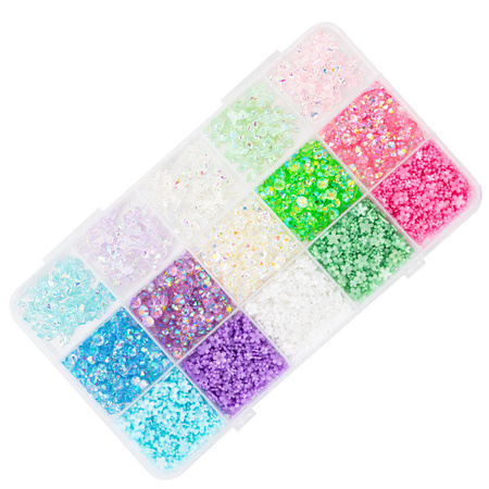 Box with decorations: bows, flowers, rhinestones BKHZ-008