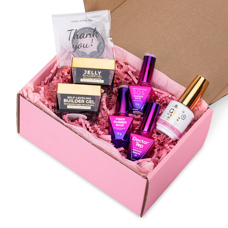 Molly Nails PRO MATCH SYSTEM 4+1 Clear: 3 geles de construcción + base + Doctor Top 10 g