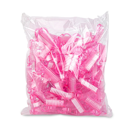 Petite brosse rose pour manucure et poussière, 100 pièces