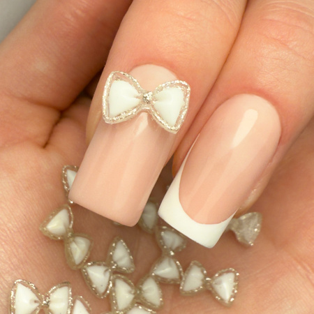 3D-Schleifen-Nageldekoration, weiß, 20 Stück