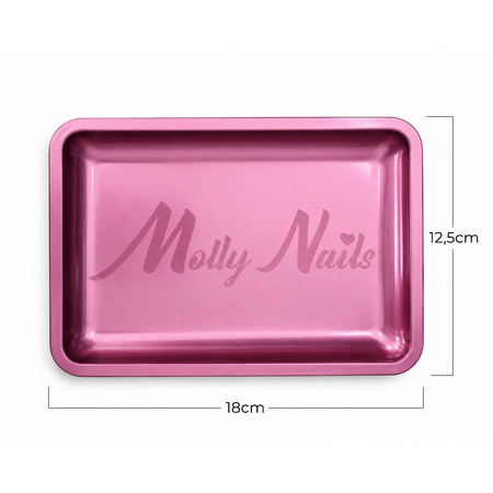 Bandeja metálica rectangular rosa para herramientas de MollyNails