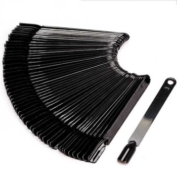 Échantillonneur en éventail pour gels, vernis hybrides et poudres, noir, 50 pièces