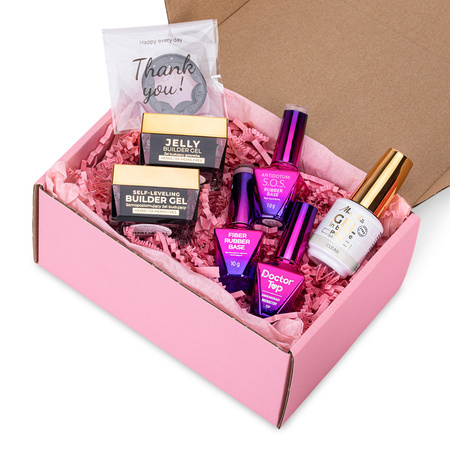 Molly Nails PRO MATCH SYSTEM 4+1 Clear 3 builder gels + base + Doctor Top 10g