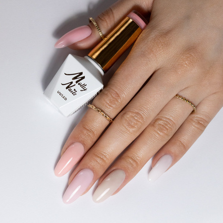 Vernis hybride Molly Nails French Manucure Beige Blanc sans HEMA/Di-HEMA 8 g n° 131