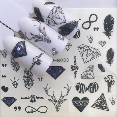 Water-slide nail stickers, design YZW-B033