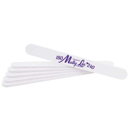 Lima de uñas Paquete seguro MollyLac recta blanca grano 180/240 CU-12 Alta calidad