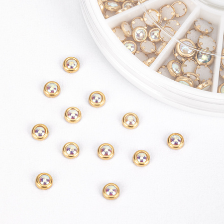 Décorations pour ongles « carrousel » avec des perles Molly Nails dorées, environ 150 pièces