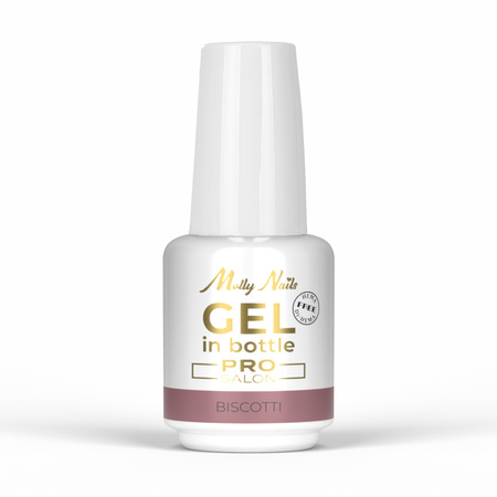 Gel de construction en flacon avec pinceau « Gel in Bottle » Molly Nails Pro Salon Biscotti, sans HEMA/Di-HEMA, 15 g