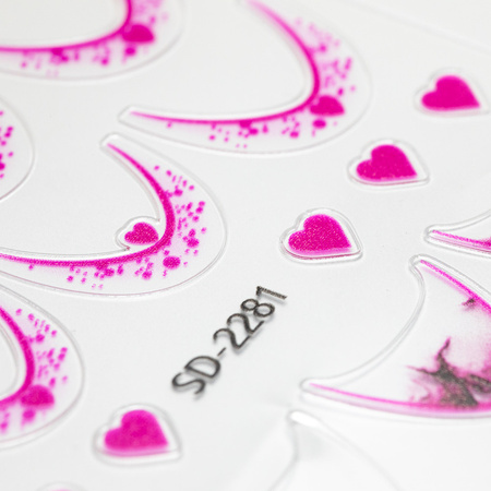 Adesivi per unghie 5D / French / Linea del sorriso francese, 20 pezzi, rosa, SD-2281