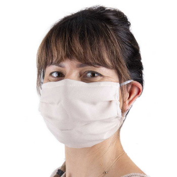 Reusable cream-colored cotton face mask with interlining, 1 piece
