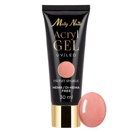 Акрилогель Polygel — гель для нарощування нігтів AcrylGel Molly Nails, без HEMA/Di-HEMA, Sunset Sparkle, 30 мл