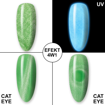 Vernis hybride phosphorescent « œil de chat » MollyLac Night Glowing Exciter, sans HEMA/Di-HEMA, 10 g, n° 678