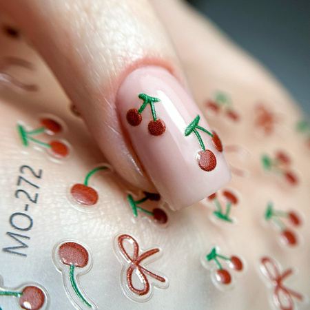 Самоклеючі 5D наклейки на нігті «Вишні» MO-272 MollyNails