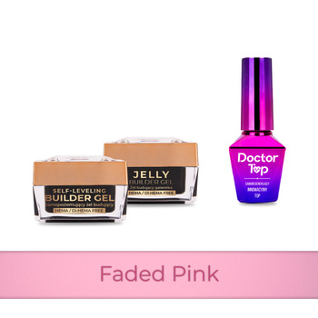 Molly Nails PRO MATCH SYSTEM 2+1 Faded Pink: 2 geles de construcción + Doctor Top 10 g