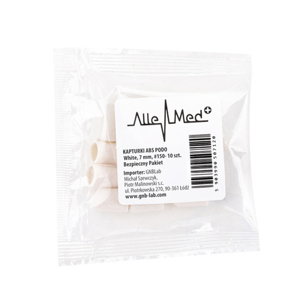 Pedicure caps 7 mm, 180 grit, 10 pcs, ABS Podo AlleMed, White