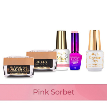 Molly Nails PRO MATCH SYSTEM 4+1 Pink Sorbet : 3 gels de construction + base + Doctor Top 15 g