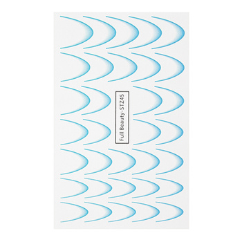 Autocollants aquarellés pour ongles / French / Ombré / Ligne du sourire française, 33 pièces, bleu, STZ45