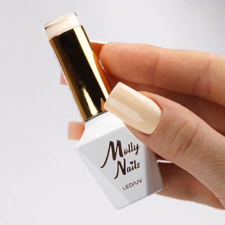 Lakier hybrydowy LED/UV Gel Polish Business Class Nr 315 Warm Latte MollyNails HEMA/Di-HEMA Free 8g+ Wzornik Yellows GRATIS
