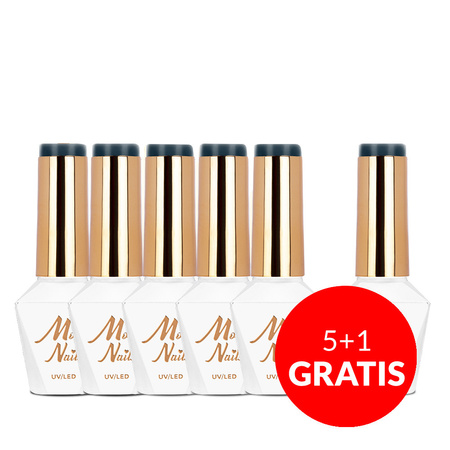 5 + 1 gratis. Esmalte híbrido Molly Nails Blue Sky Deep Green-Blue, sin HEMA ni Di-HEMA, 8 g, n.º 118