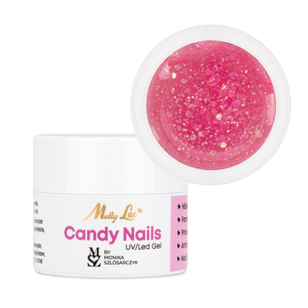 Gel décoratif Candy Nails Light Candy Pink par Monika Szlósarczyk MollyLac, sans HEMA/Di-HEMA, 5 g