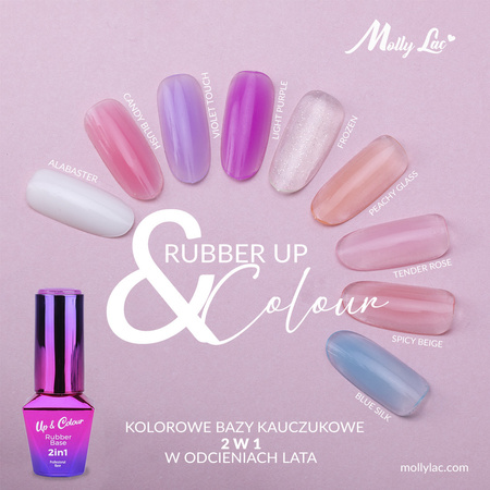 Base caoutchouc Rubber Base 2 en 1 Up&amp;Colour ; MollyLac Tender Rose, sans HEMA/Di-HEMA, 10 g, n° 7