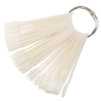 Échantillonneur en forme d'amande sur roue pour gels, vernis hybrides et poudres, couleur lait, 50 pièces, mat