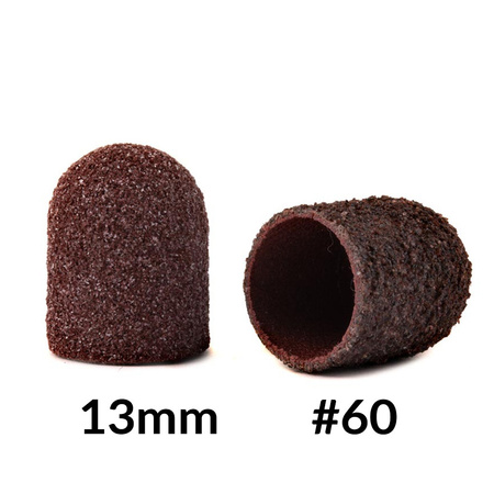 Abrasive caps for pedicure with cotton center, 13 mm, 60 grit, brown, AlleMed, 10 pcs.