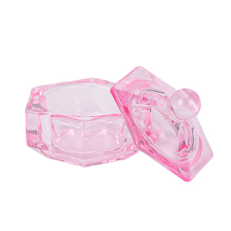 Glass jar with lid for liquid, pink henna cleaner