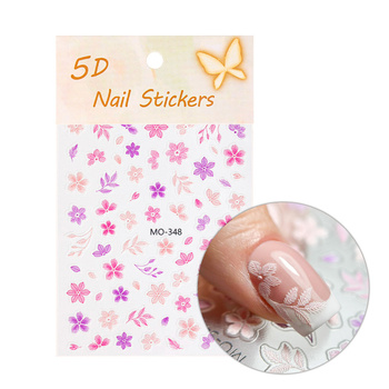 Autocollants pour ongles 5D, fleurs autocollantes MO-348