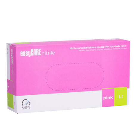 Guantes desechables de nitrilo para diagnóstico y protección Easycare Nitrile Pink, talla L, color rosa, 100 unidades