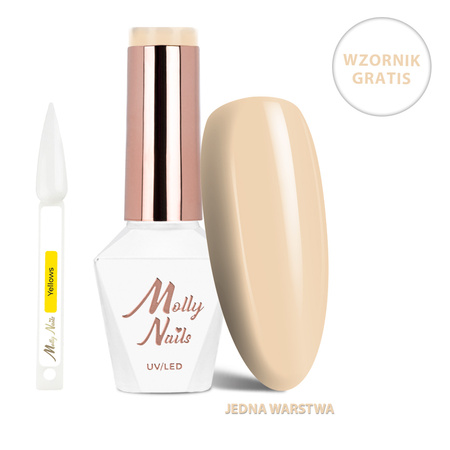 Гібридний лак LED/UV Gel Polish Business Class № 315 Warm Latte MollyNails без HEMA/Di-HEMA 8 г + каталог відтінків «Yellows» БЕЗКОШТОВНО