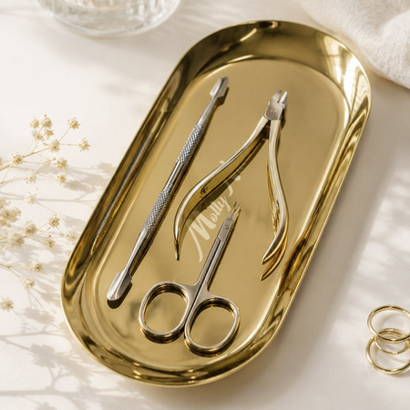 MollyNails Metall-Werkzeugablage, oval, goldfarben