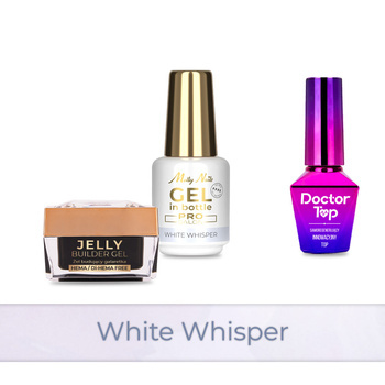 Molly Nails PRO MATCH SYSTEM 2+1 White Whisper : 2 gels de construction + Doctor Top 10 g